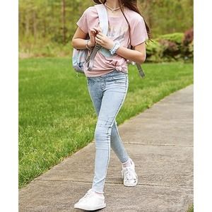 Justice Light Acid Wash Stretchy Pull On Jean Jeggings Leggings Pants Size 10